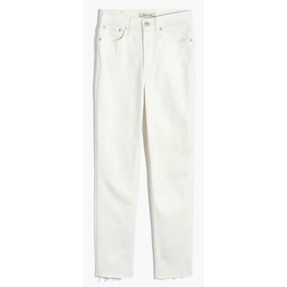 Madewell Perfect Vintage Tapered Leg Tile White Raw Hem Jeans US Women's 29 New